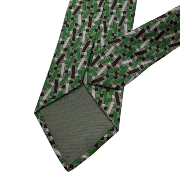 HERMÈS 5423 OA XL Green Monogram H Silk LUXURY Tie FRANCE - Picture 5 of 6